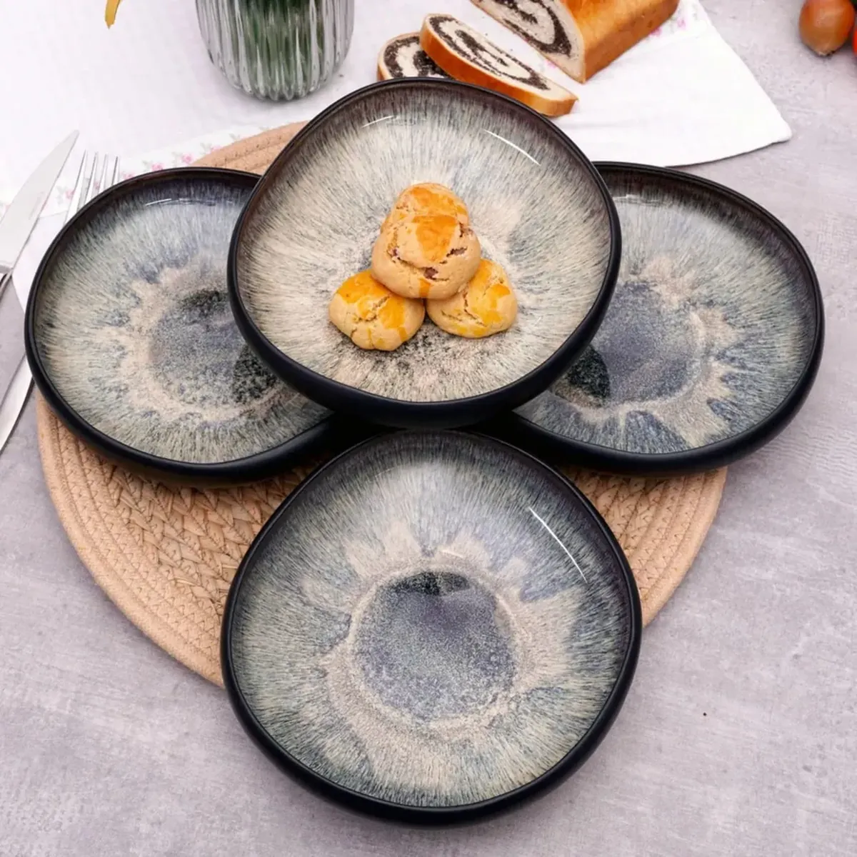 Karaca Black Galactic Reactive, 4 Teilig Suppenteller Set