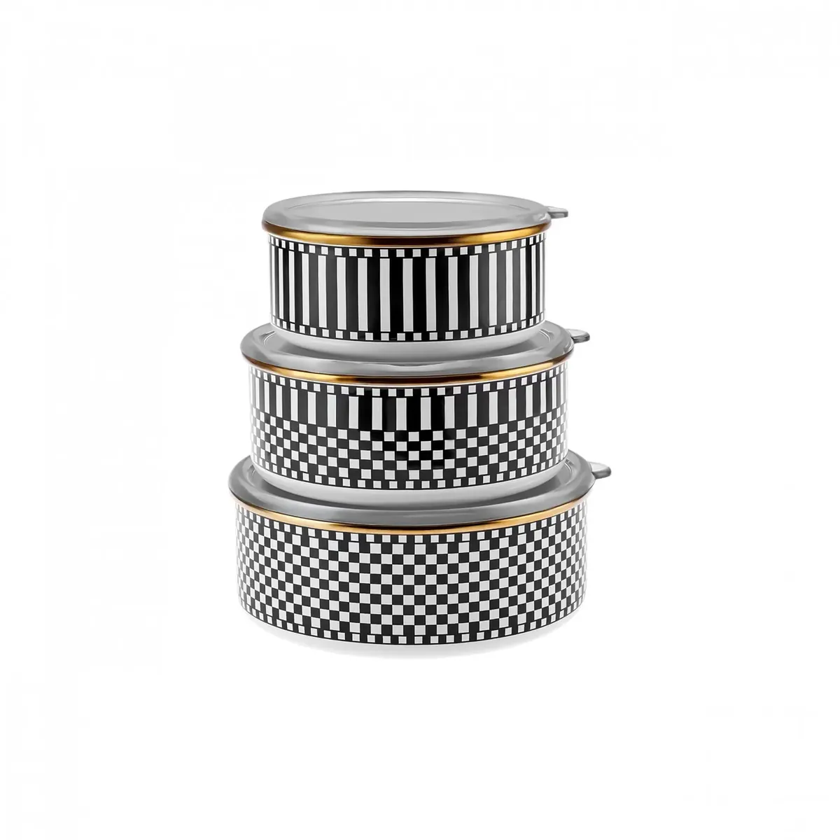Karaca Damalı Store/Warm Emailliertes Vorratsbehälter-Set, 3-teiliges