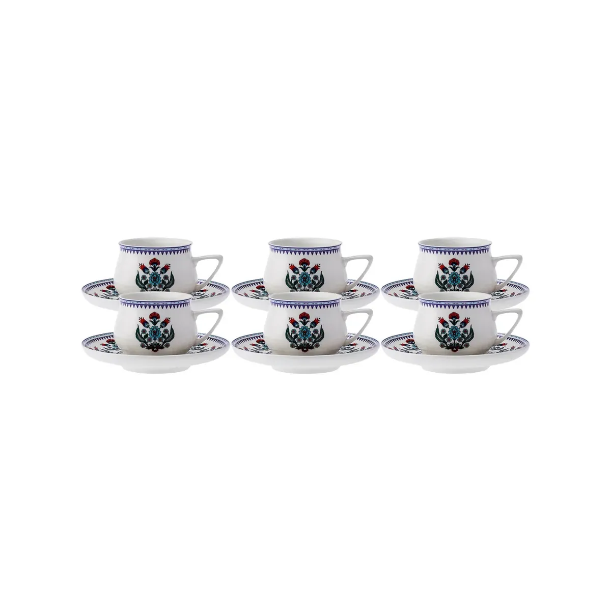 Karaca Çini Kaffeetassen-Set für 6 Personen 90 ml