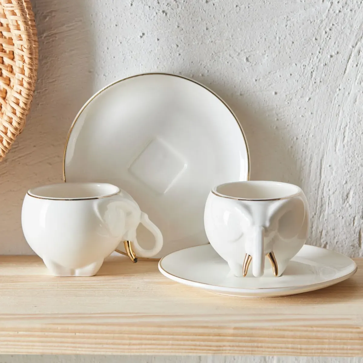 Karaca Fil Kaffeetassen Set, 2 Personen, 90 ml, Porzellan
