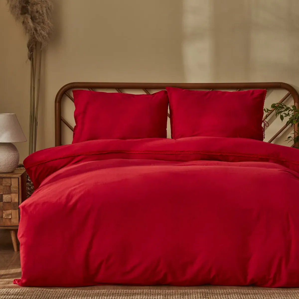Karaca Home Lucy 100% Baumwolle Doppel Bettbezug Set Rot