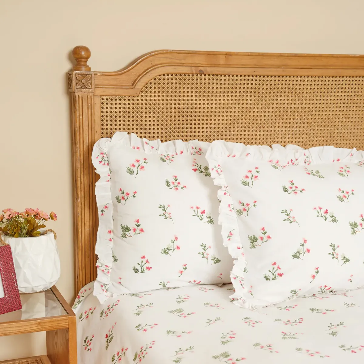 Karaca Home Silvie Rot 100% Baumwolle geraffte Doppel Bettlaken Set