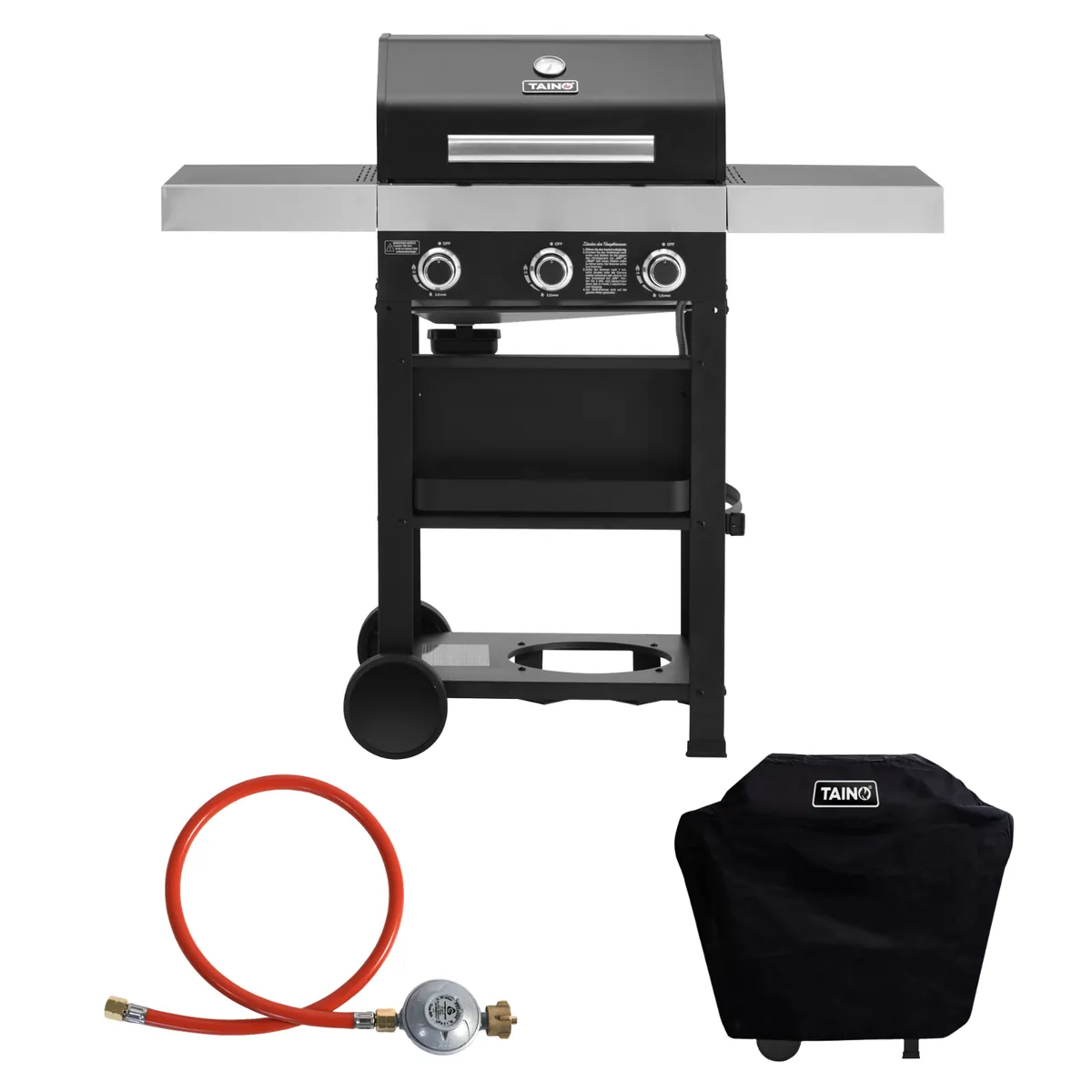 Set WABAYA 3+0 Gasgrill + Abdeckhaube + Regler mit Schlauch