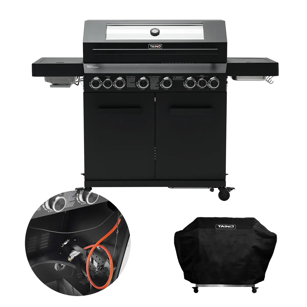 Set PLATINUM YAMARA DARK 6+2 Gasgrill + Abdeckhaube