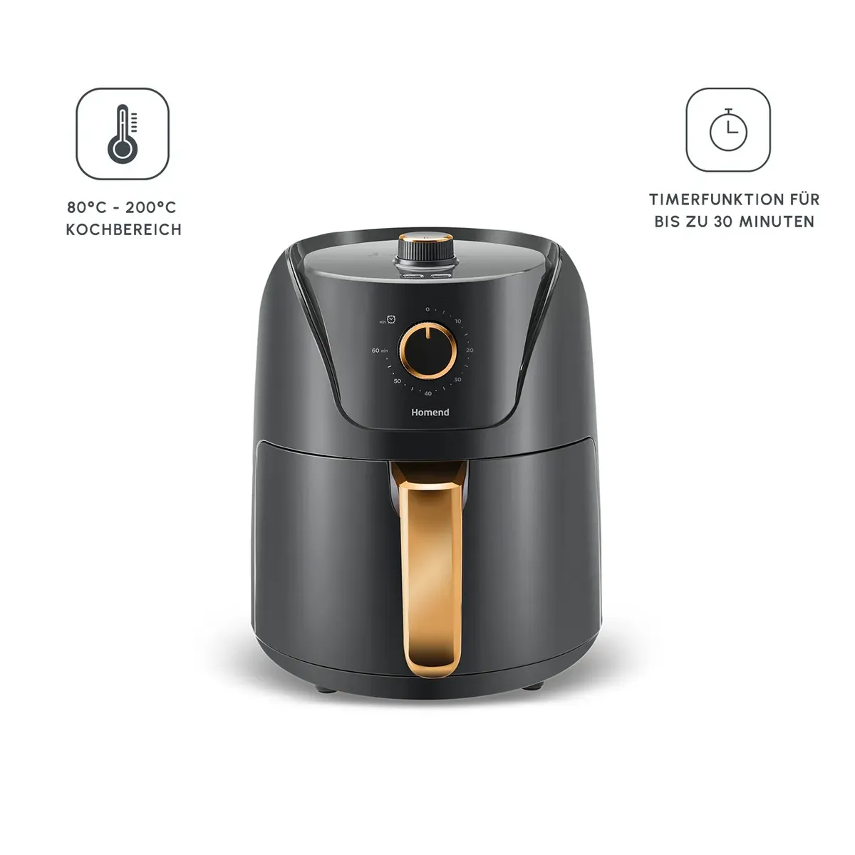 Homend Airfryday 2505H mit 8 verschiedenen Programmen, 4,3 Liter Airfryer Anthrazit
