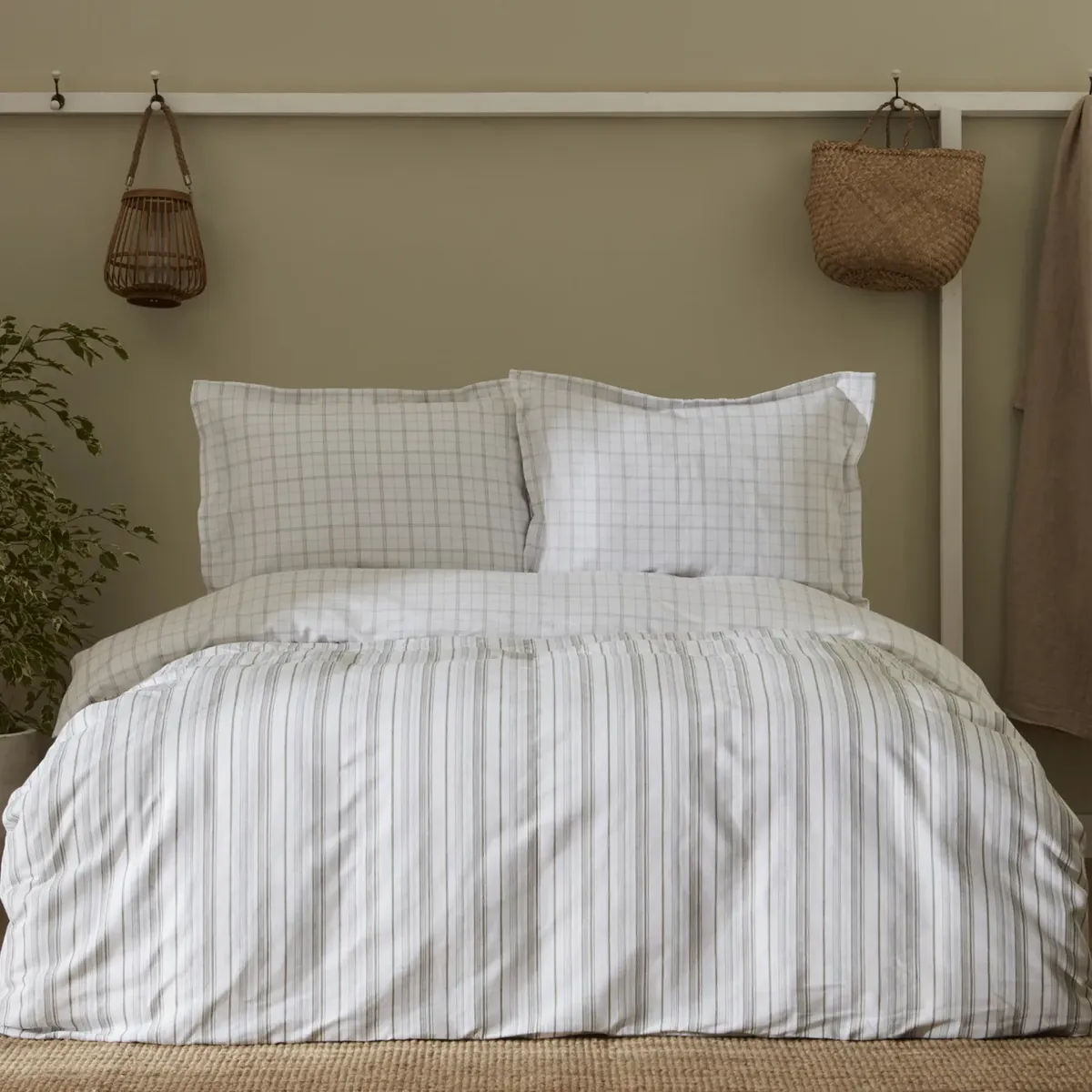 Karaca Home Dogasever Geo Transformation Doppel Bettbezug Set, Khaki, Baumwolle