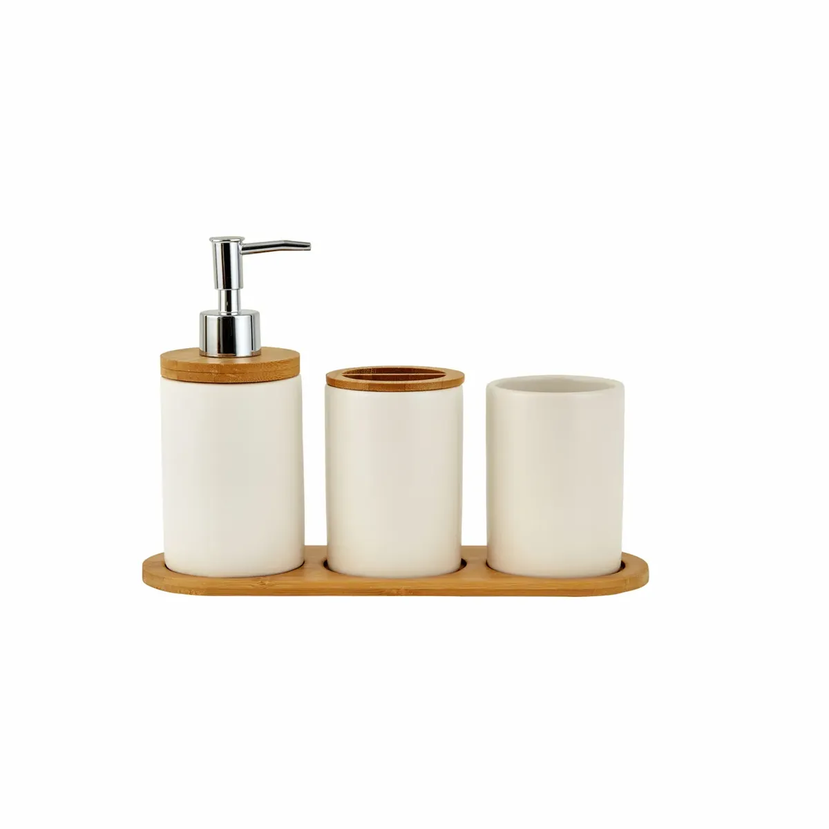 Karaca Home Nature Badezimmerset Dolomit Weiß, 3-teilig
