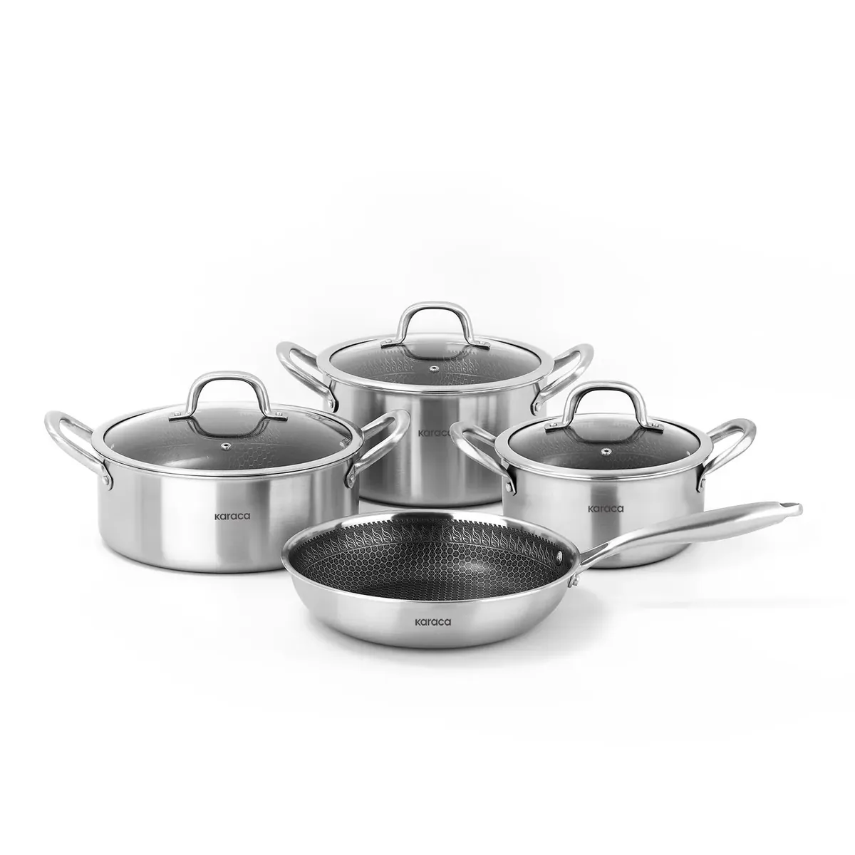 Karaca PowerSteel 316+ Stahl Kochtopfset, 7-teilig