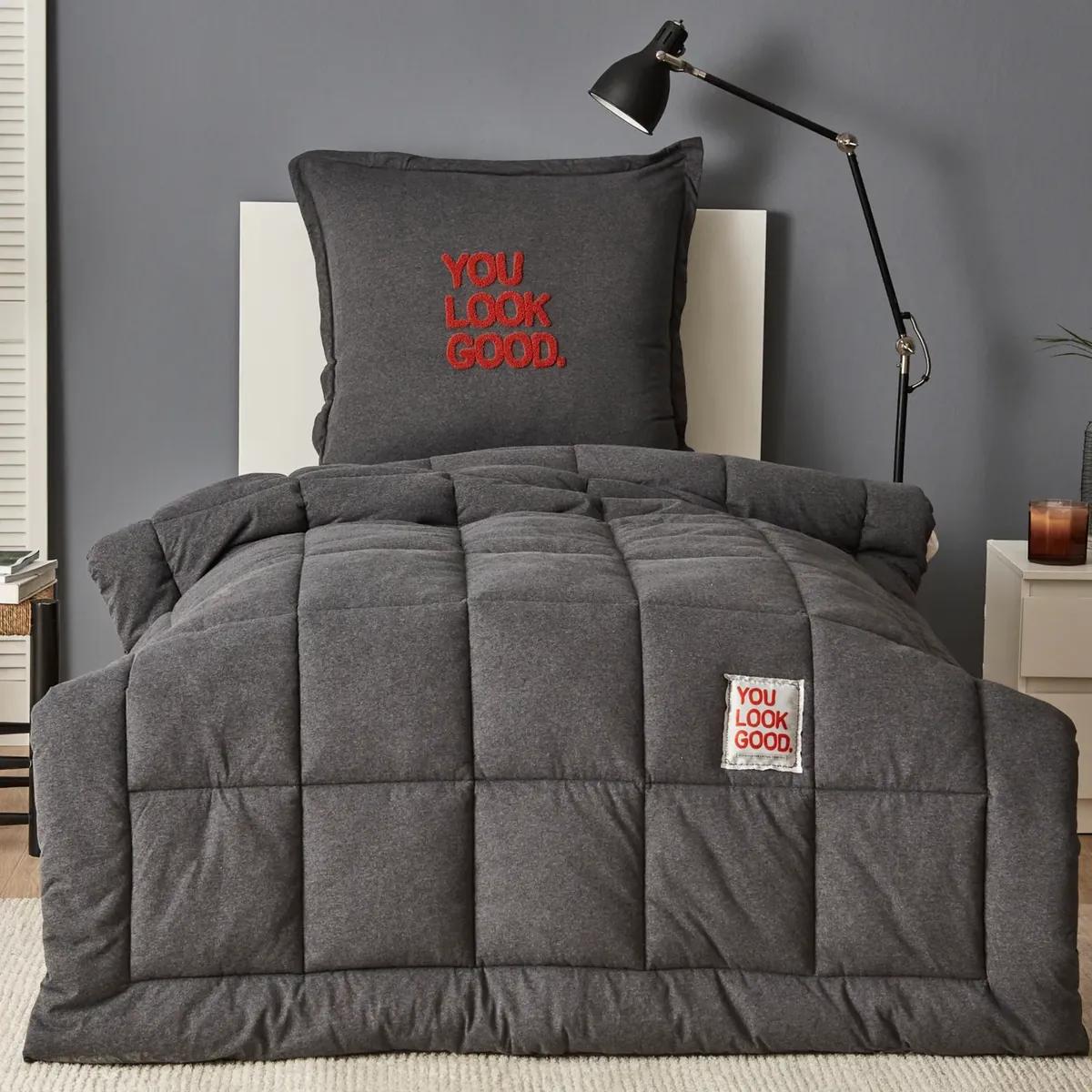 Karaca Motto Anthrazit Cotton Comfort Set 135X200 cm