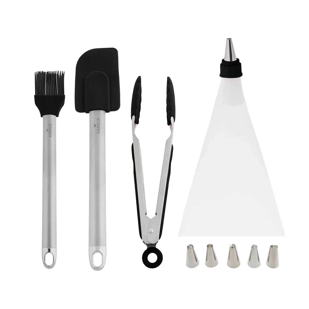 Karaca Eka 10 Stück Tortenservice Utensilien Set-(Schwarz)