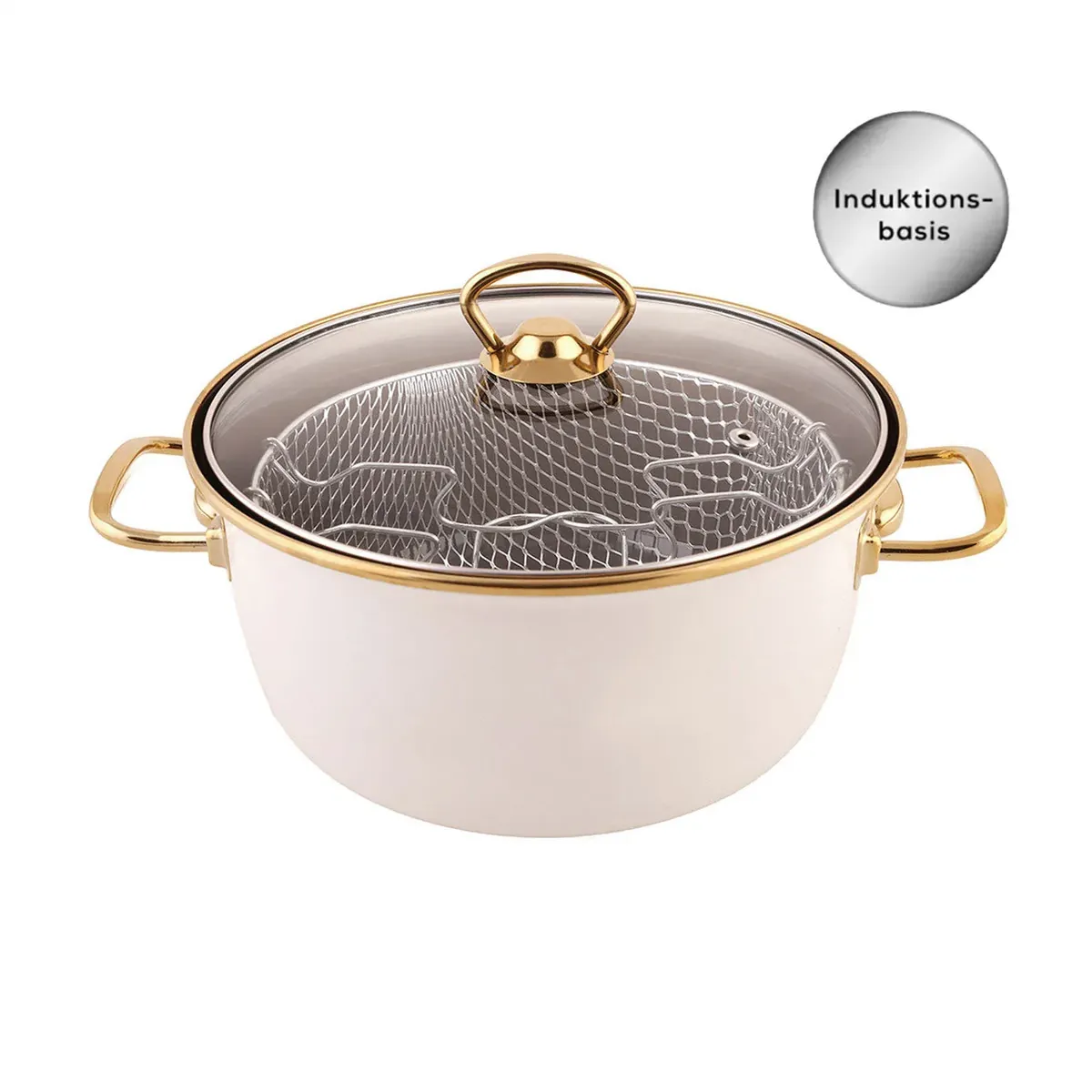 Karaca Love of Kitchene Emaille Induktions Bratpfanne Creme Farben 22 cm