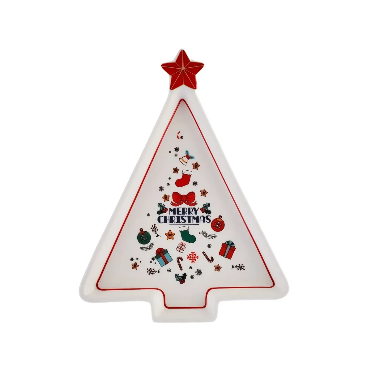 Karaca Weihnachten Porzellan Servierteller, 21cm, Weiß Rot