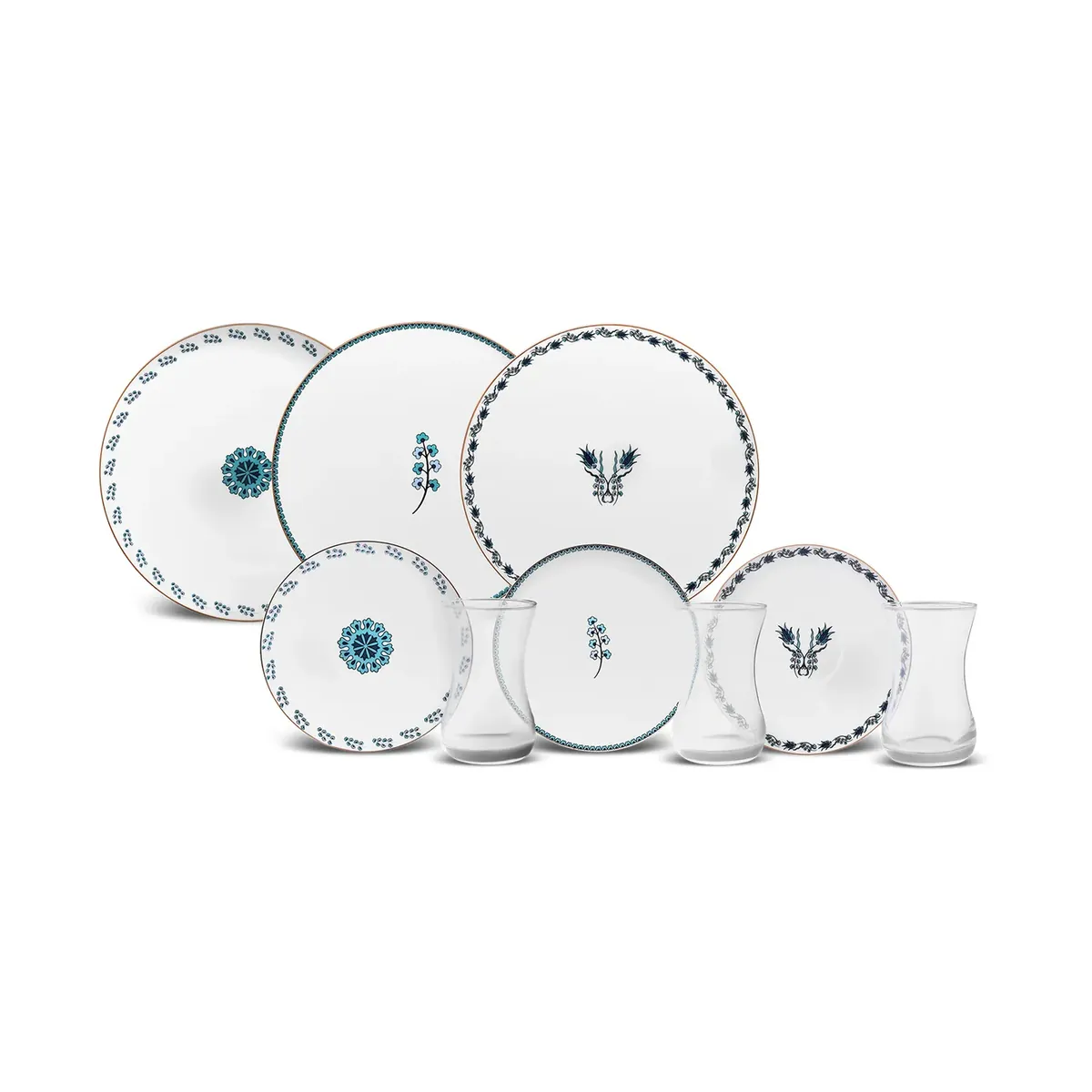 Karaca İznik Dessert-Set für 6 Personen, 18 teilig