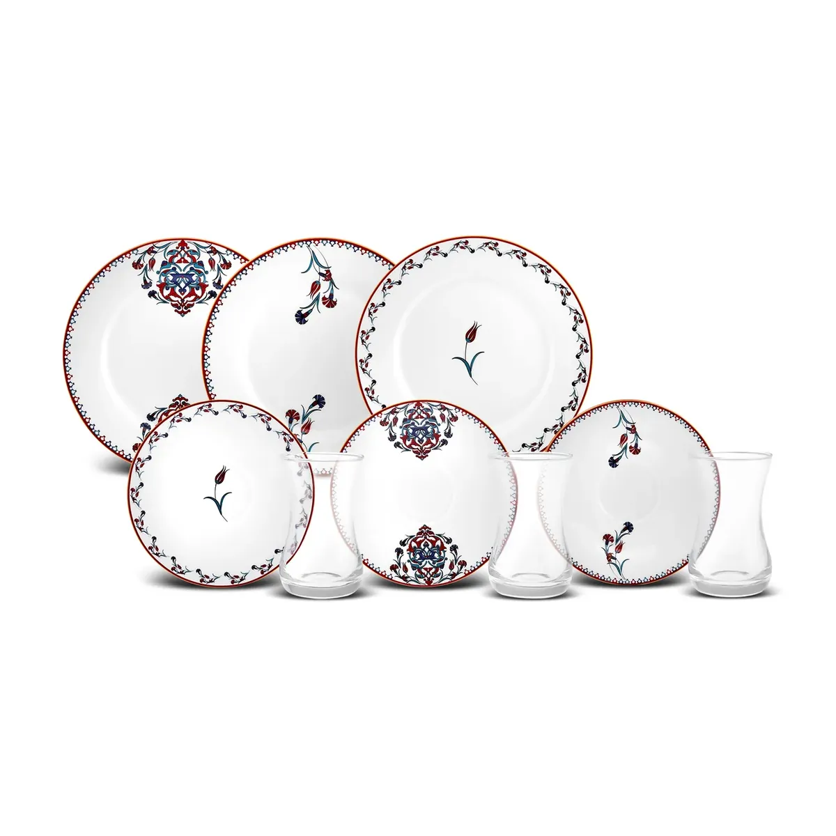 Karaca Nakkaş Dessert-Set für 6 Personen, 18 teilig