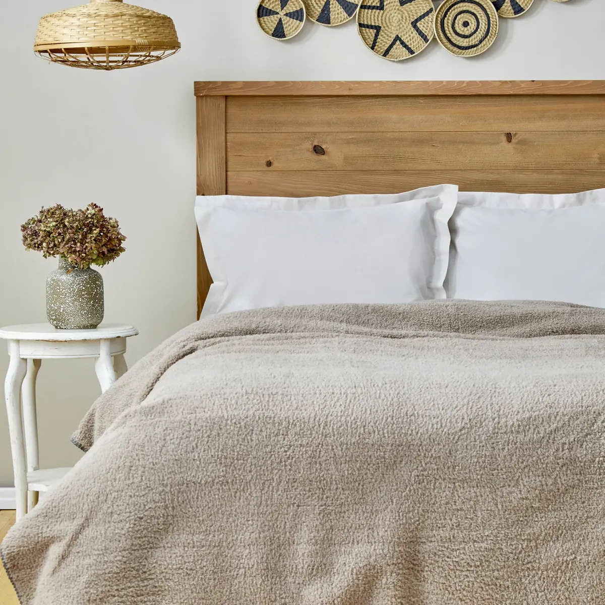 Karaca Home Faye Einzel Sherpa Decke, Beige