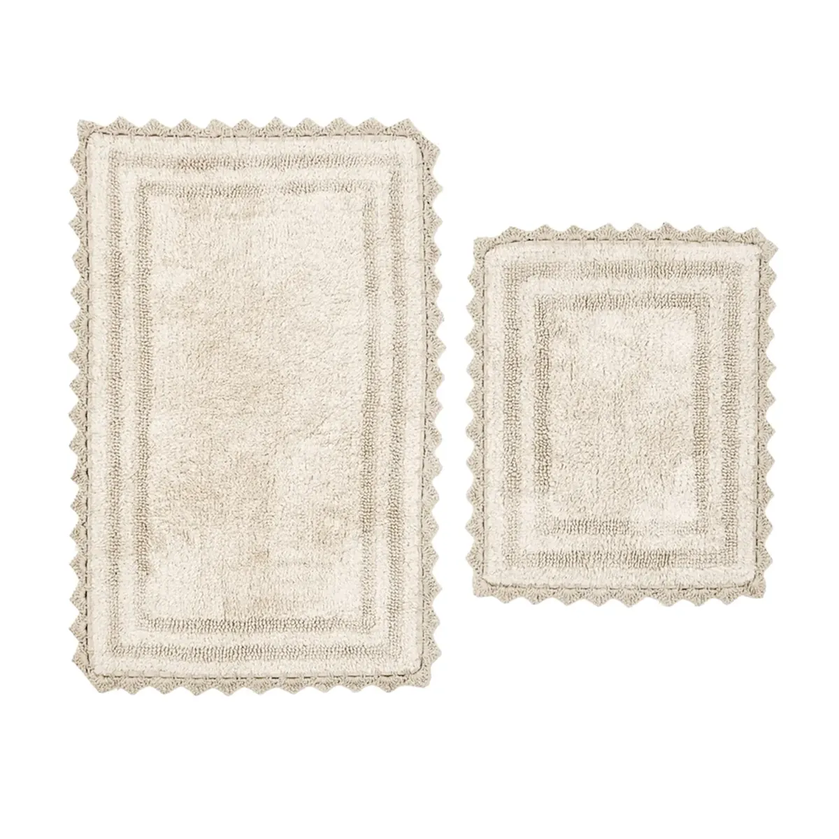 Karaca Frame Badematten Set, Baumwolle, Beige, 50x40-50x80 cm