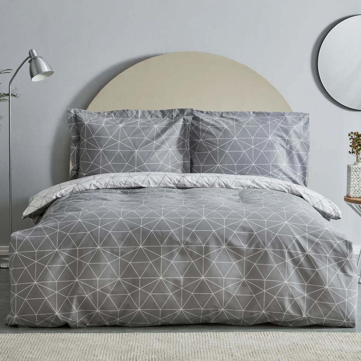 Karaca Home Colby Doppelbettbezug Set, 100% Baumwolle, Grau