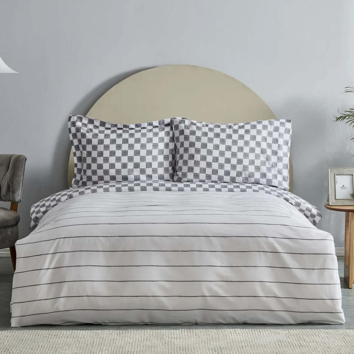 Karaca Home Cordova Einzelbettbezug, 100% Baumwolle Anthrazit