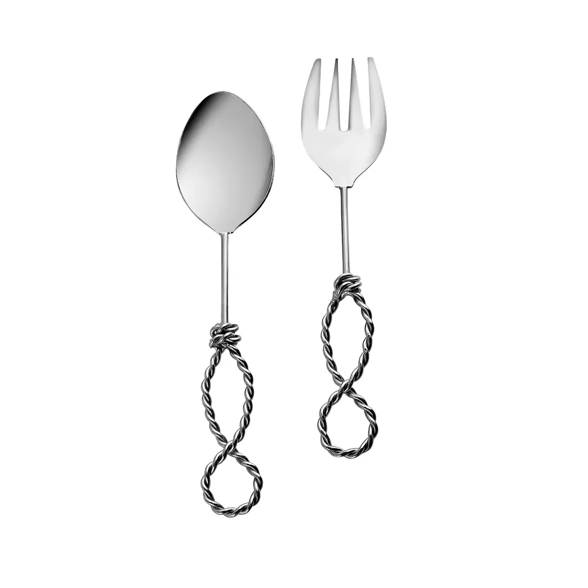 Karaca Rope Service Löffel und Gabelset, Silber