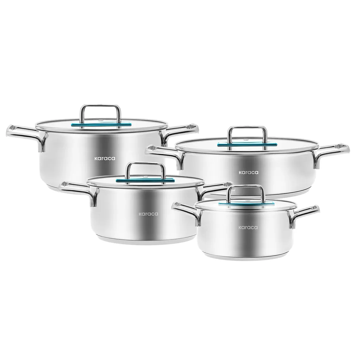 Karaca Arya Kochgeschirr-Set, 8 Teilig, Stahl, Blau