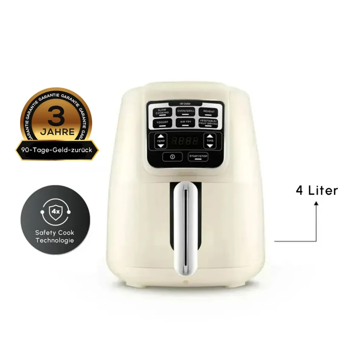 Karaca Air Cook XL 2 in 1 Heißluftfritteuse Starlight, 4L, 1550W