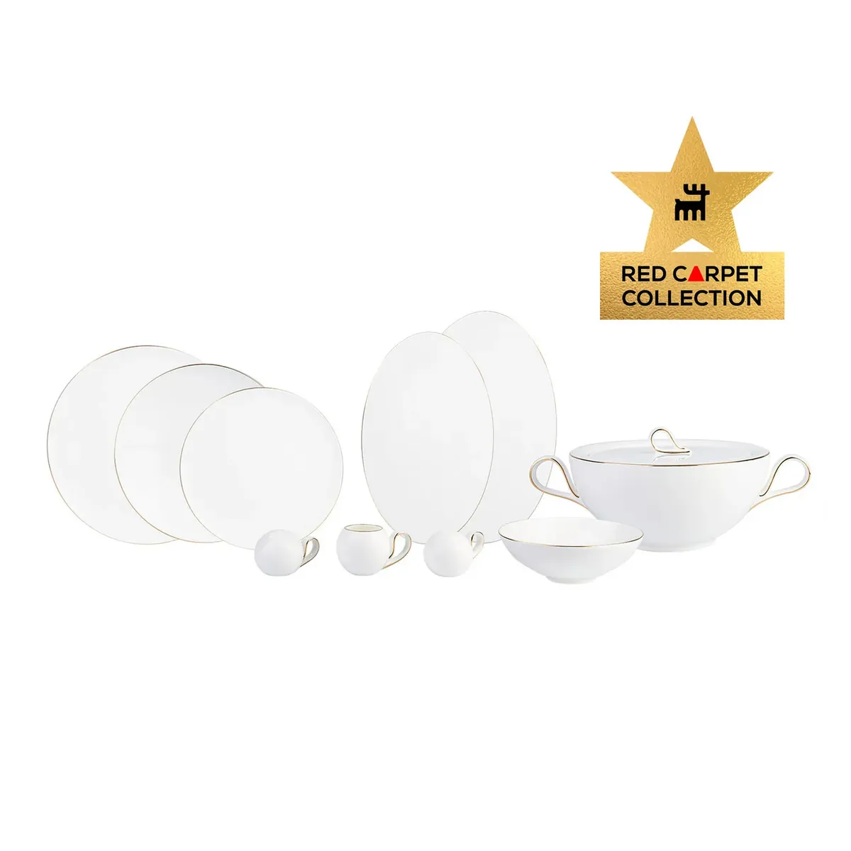 Karaca Fine Pearl Extra Chanak 62-Teiliges 12-Personen Geschirrset Gold