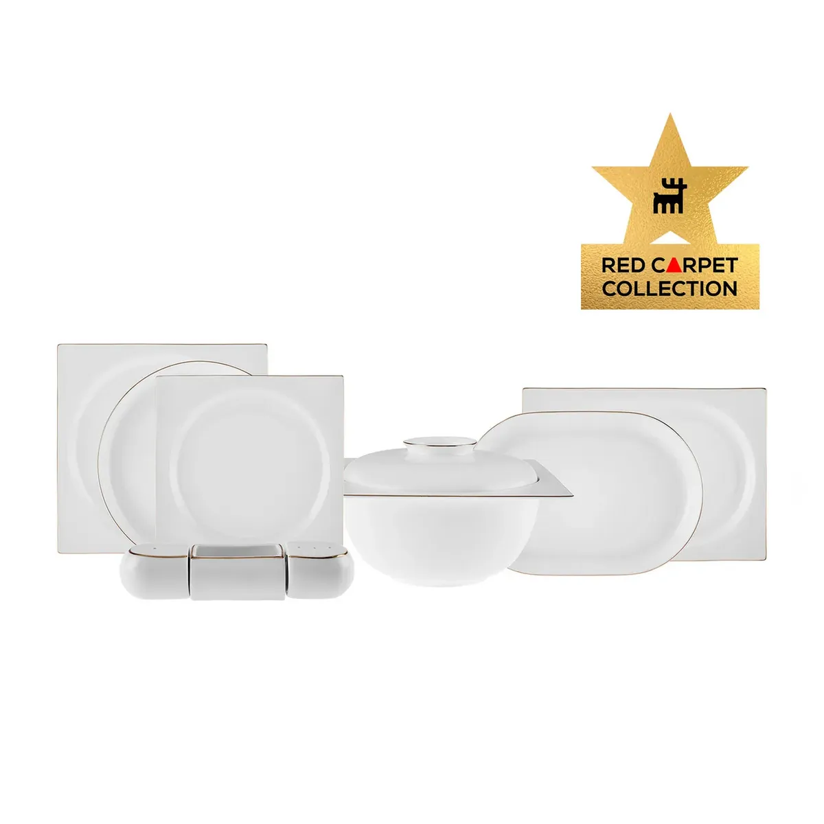 Karaca Fine Pearl Extra Nish 62-Teiliges 12-Personen Geschirrset Gold