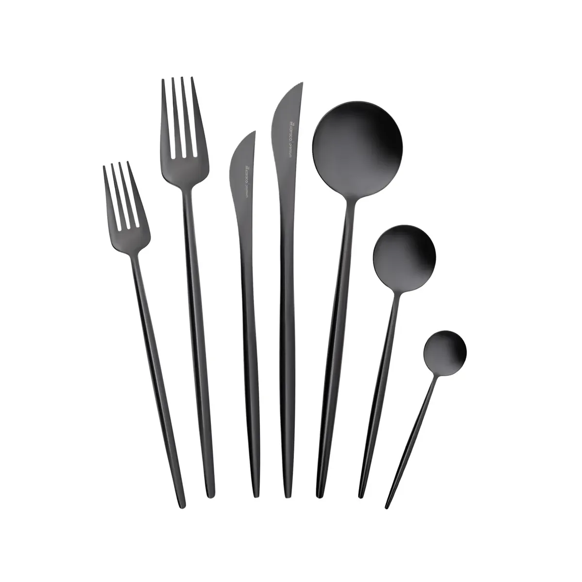Karaca Jupiter Premium Boxed Cutlery Set Shiny Black für 12 Personen, 84 Teilig