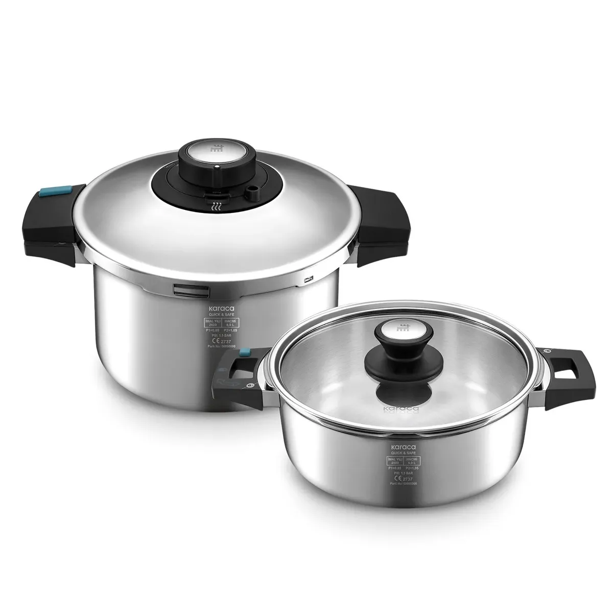 Karaca Quick and Safe Induktions-Schnellkochtopf-Set 6+8 Lt