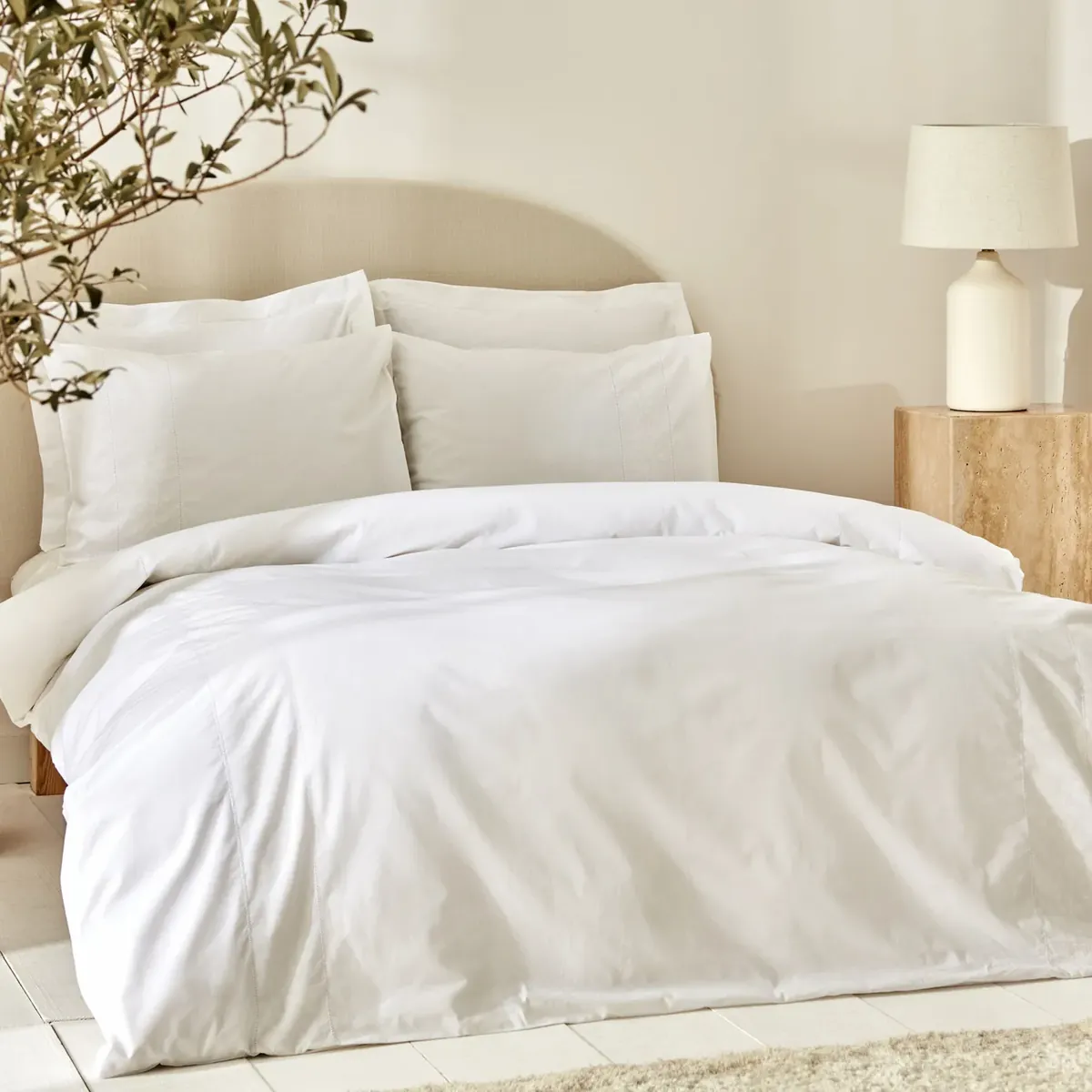 Karaca Home White Collection Puff 100% Baumwolle Doppel Bettbezug Set Weiß