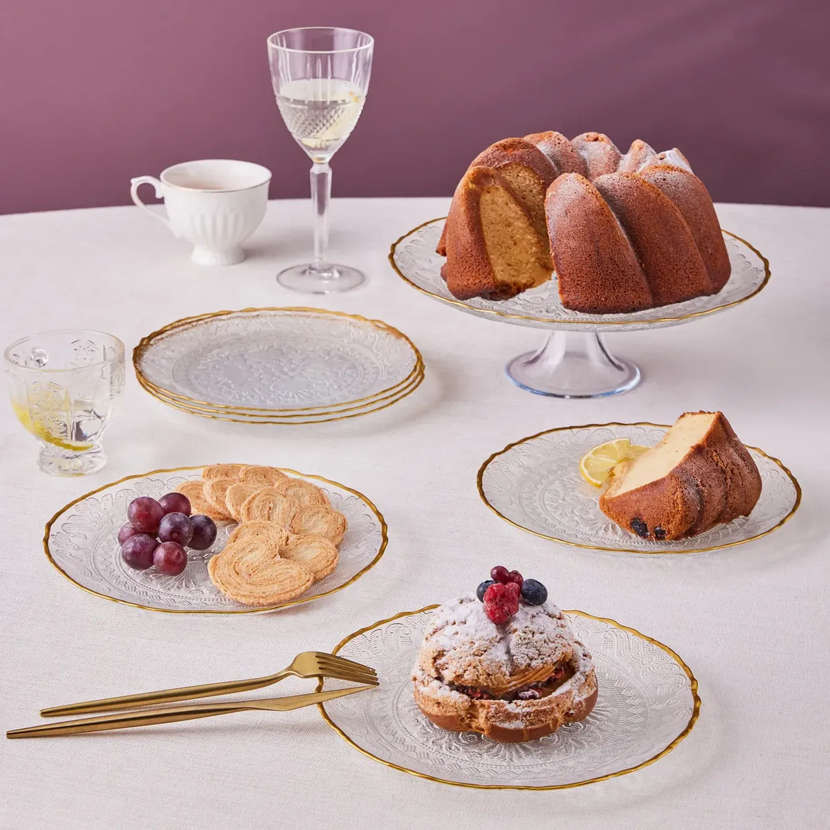 Karaca Dalia Gold Dessert-Set für 6 Personen, 7 teilig