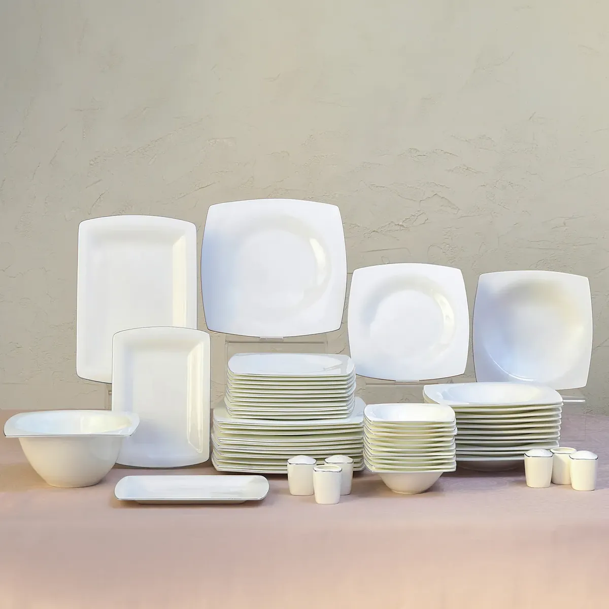 Karaca Fine Pearl Dara 58-Teiliges 12-Personen Geschirrset Platin