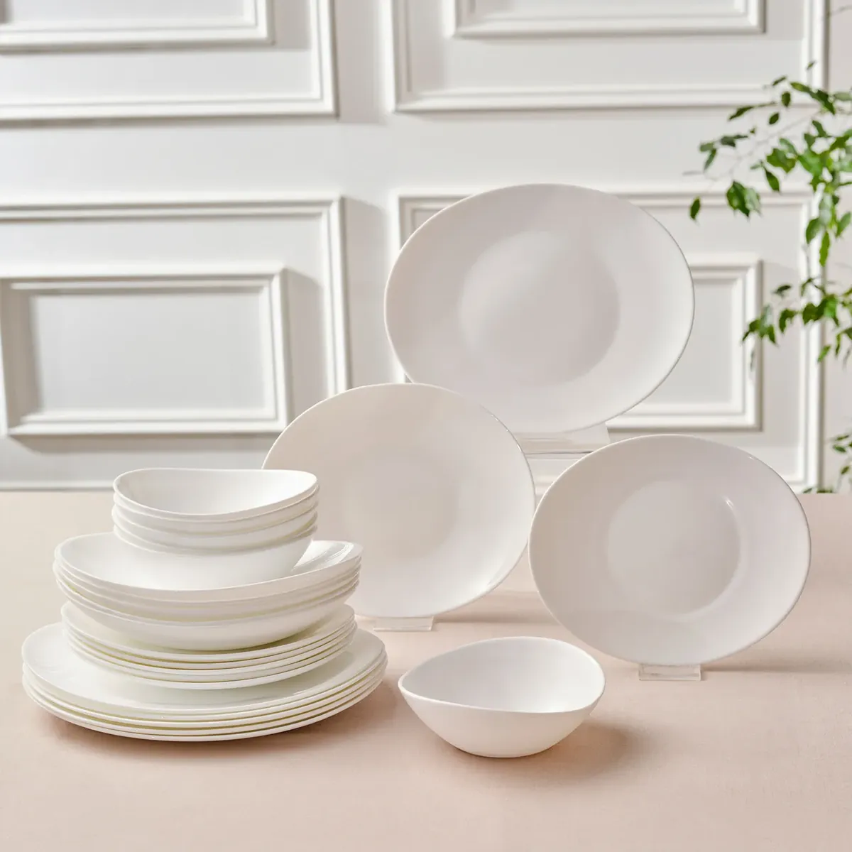 Karaca White Pure Opal Glas Tafelservice 24-teilig für 6 Personen
