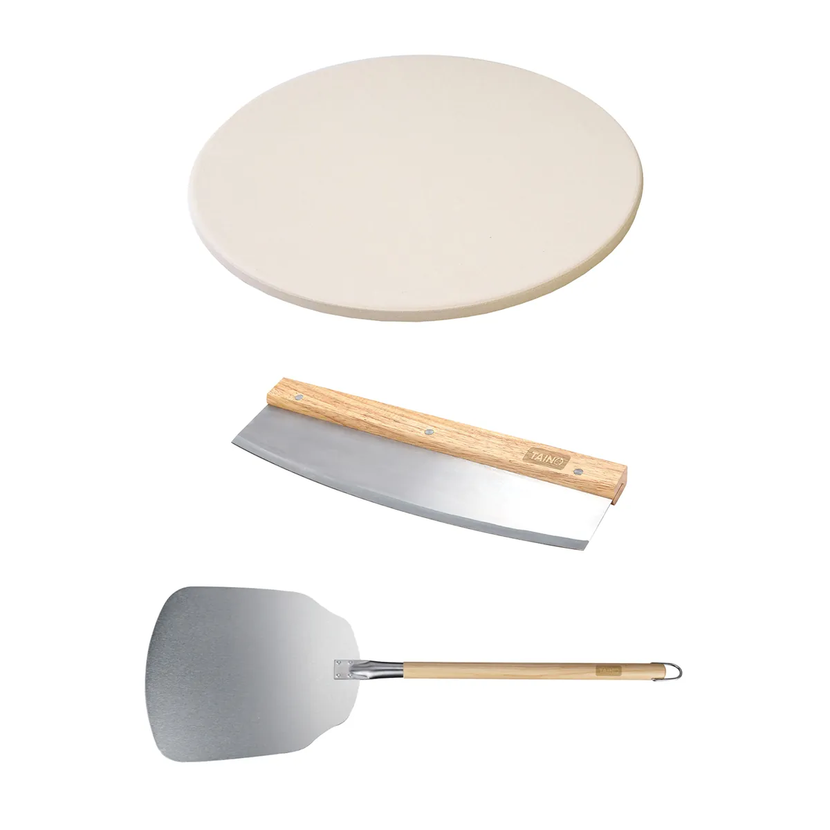 Set Pizzastein rund + Pizzaschneider + Pizzaschieber (93420+90099+90098)