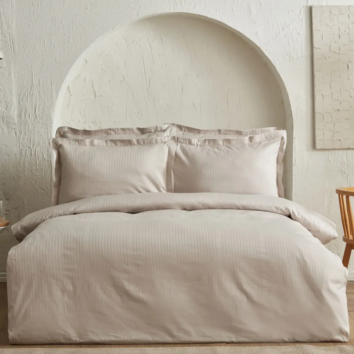 Karaca Home Uniq 100% Baumwolle Satin Einzel Bettbezug Set, Beige