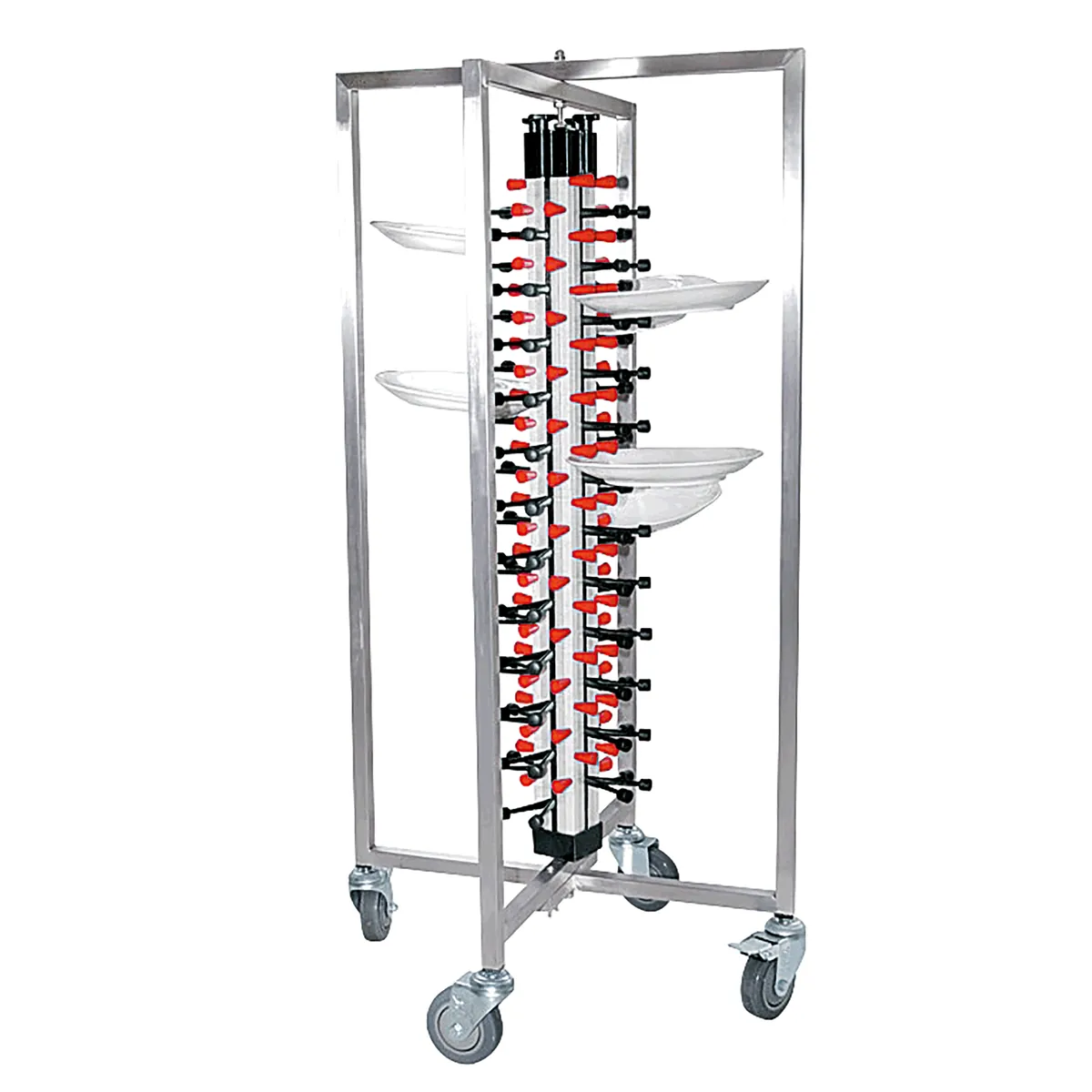 Tellerstapelsystem für 48 Teller, 65 x 59 x 126 cm 65 x 59 x 126 cm, Aluminium, Stahl, ABS