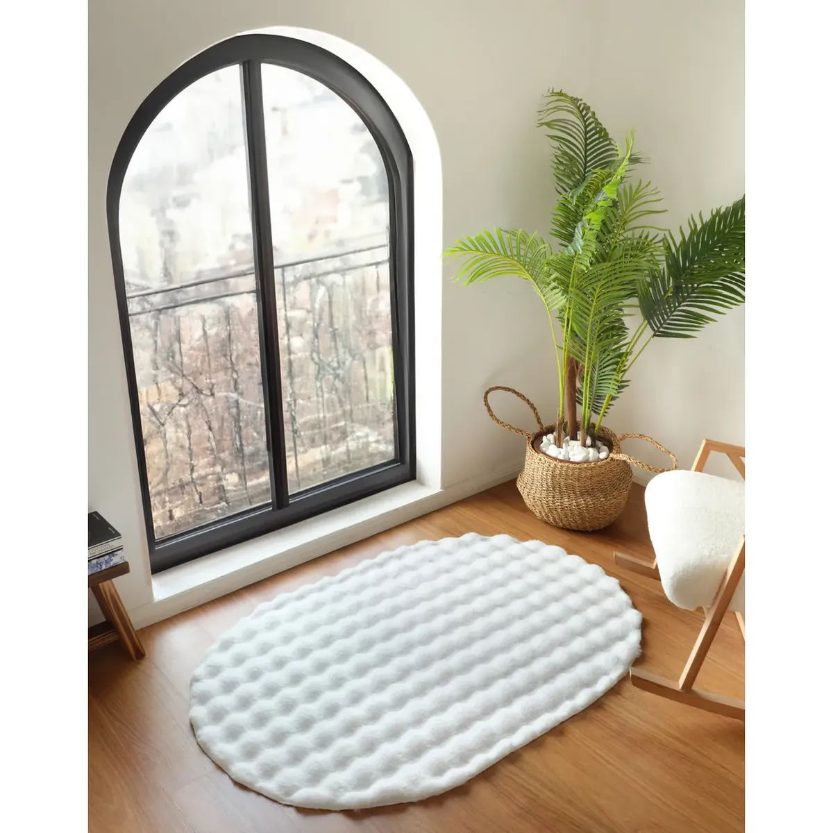 Kaşmir Halı Cosy Premium Bubble Weiß Oval 100x150 cm