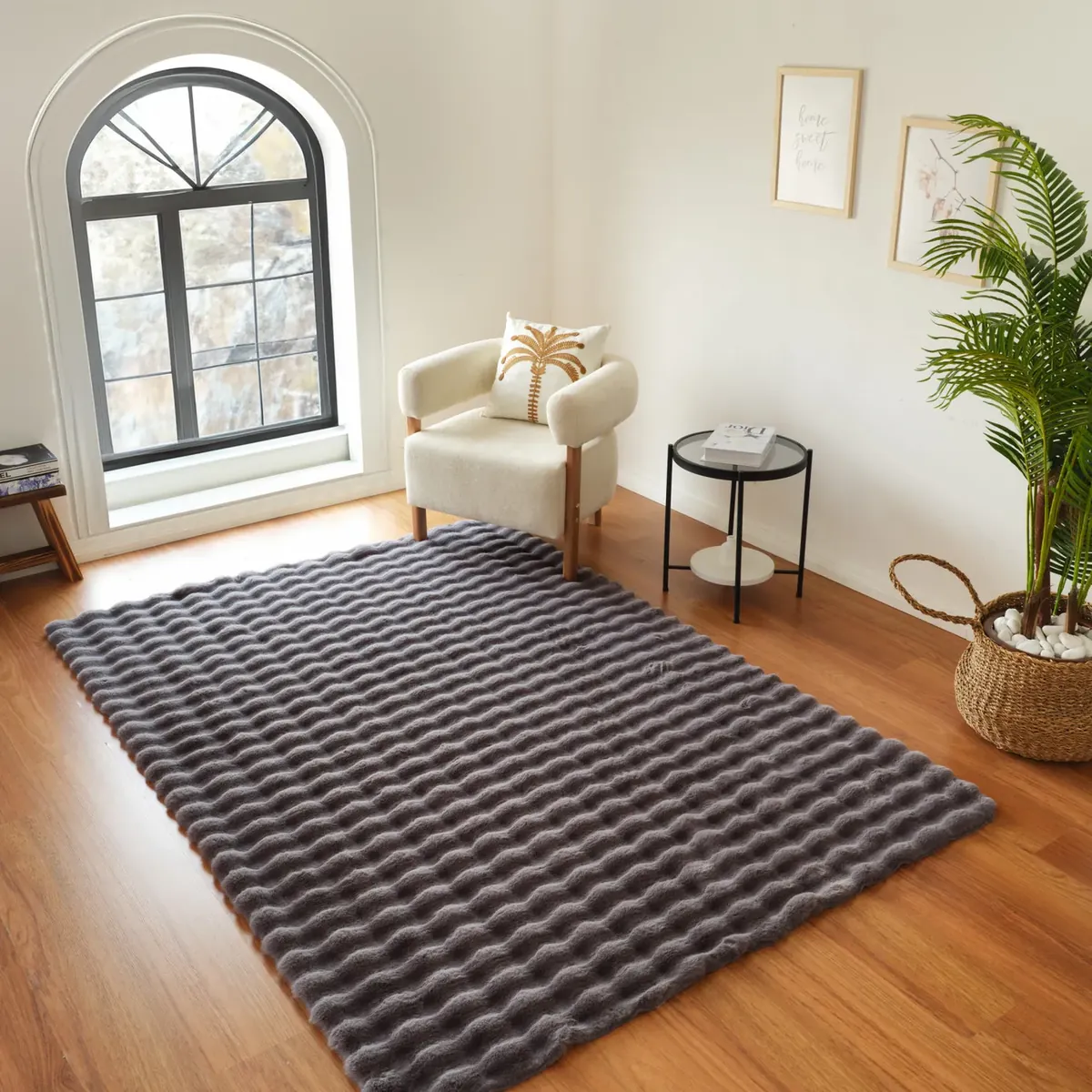 Kaschmir Teppich 7/24 Cosy Premium Bubble Anthrazit 80x150 cm