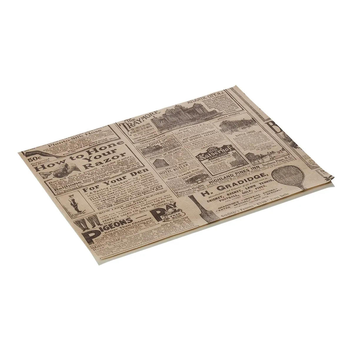 Burgerpapier Times Brown Set WRAP & GO, Größe wählbar, Set á 1000 Stück, Fettpapier