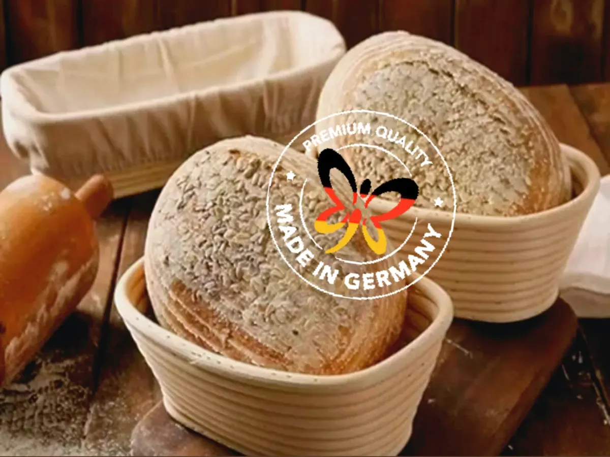 Gärkörbchen, Oval, Perfekt für Hausgemachte Sauerteigbroten in verschiedenen Größen, aus Peddigrohr mit Leinentuch. Made in Germany