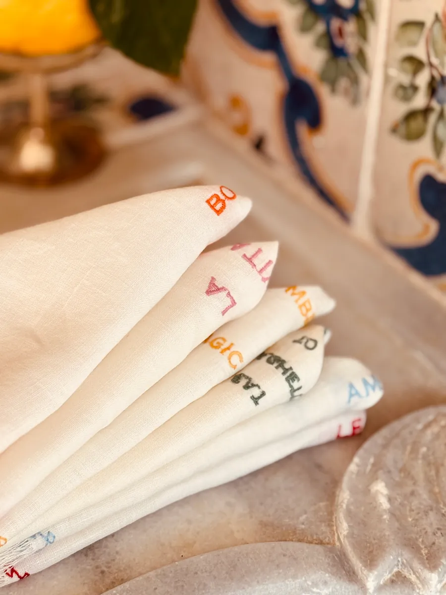 "Statement" Leinenservietten - 6er Set