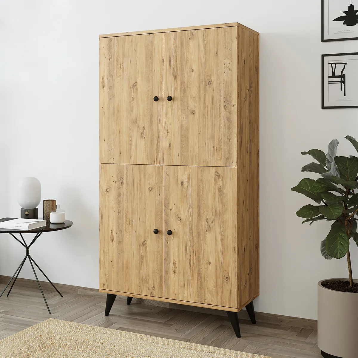 Roomart Mehrzweckschrank RETRA-II, 165 cm, mit Türen und 4 Fächern, in Eiche