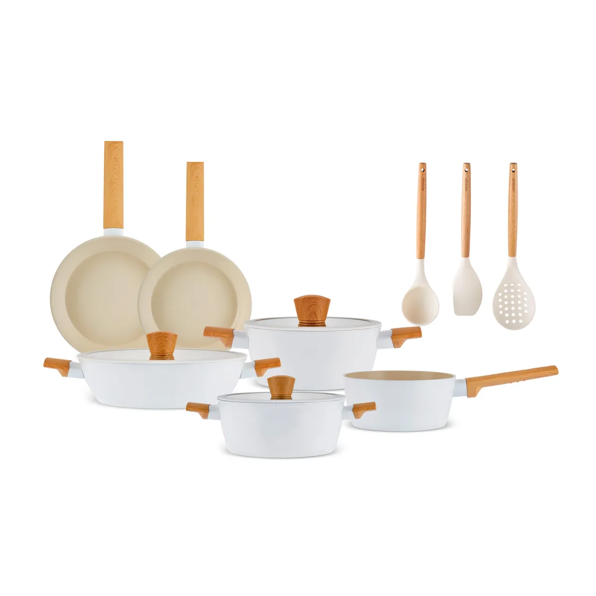 Karaca Swiss Crystal Almond Cream 12-teiliges Kochgeschirr-Set