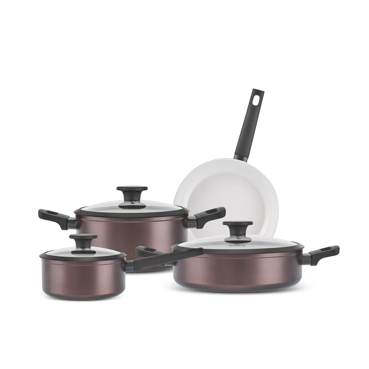 Karaca Ceramica Iconic Bronze, 7-teiliges Kochgeschirr-Set, Induktion, Bronze