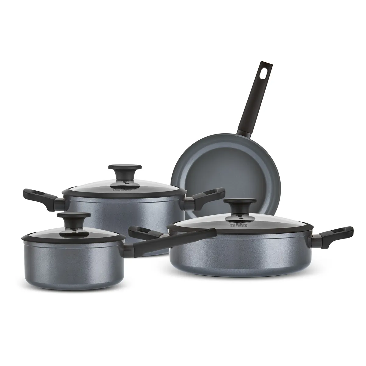 Karaca Ceramica Iconic Grau, 7-teiliges Kochgeschirr-Set, Induktion, Grau