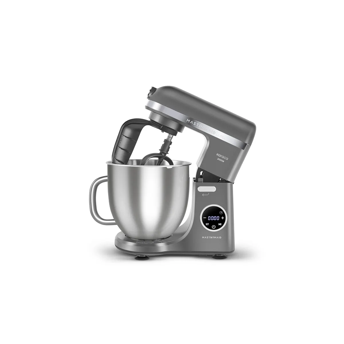 Karaca Mastermaid Chef Ultra D2000W Küchenmaschine mit Digitaldisplay Galaxy Grey 7L