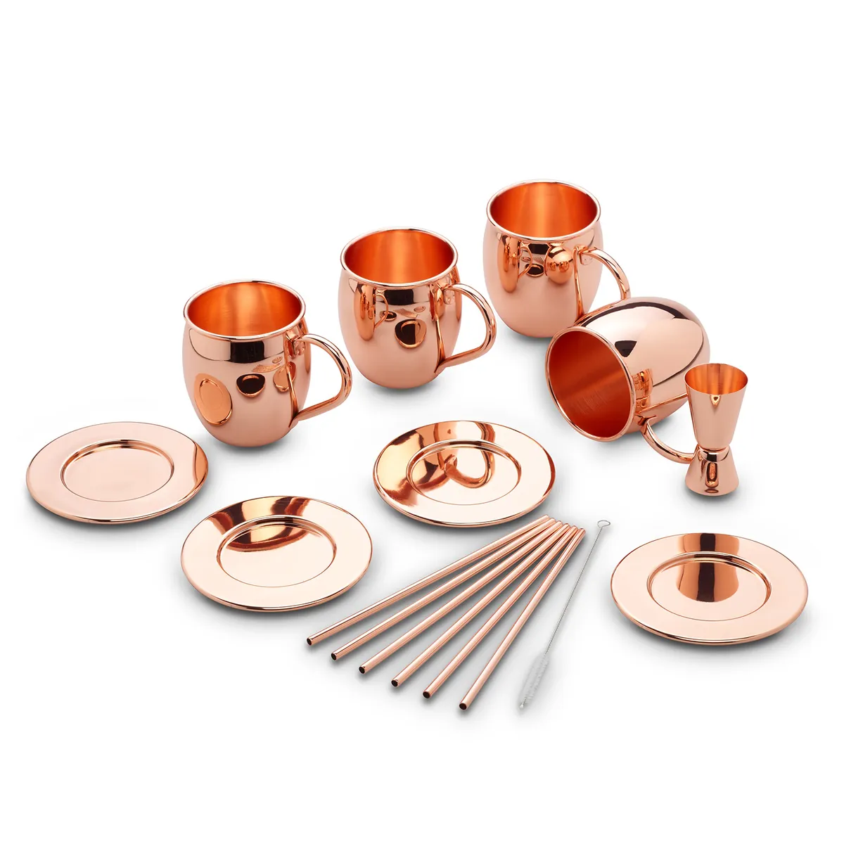 Moscow Mule Becherset, Cocktailgläser, gefertigt aus Edelstahl bestehend, Geschenkset, Kupferoptik
