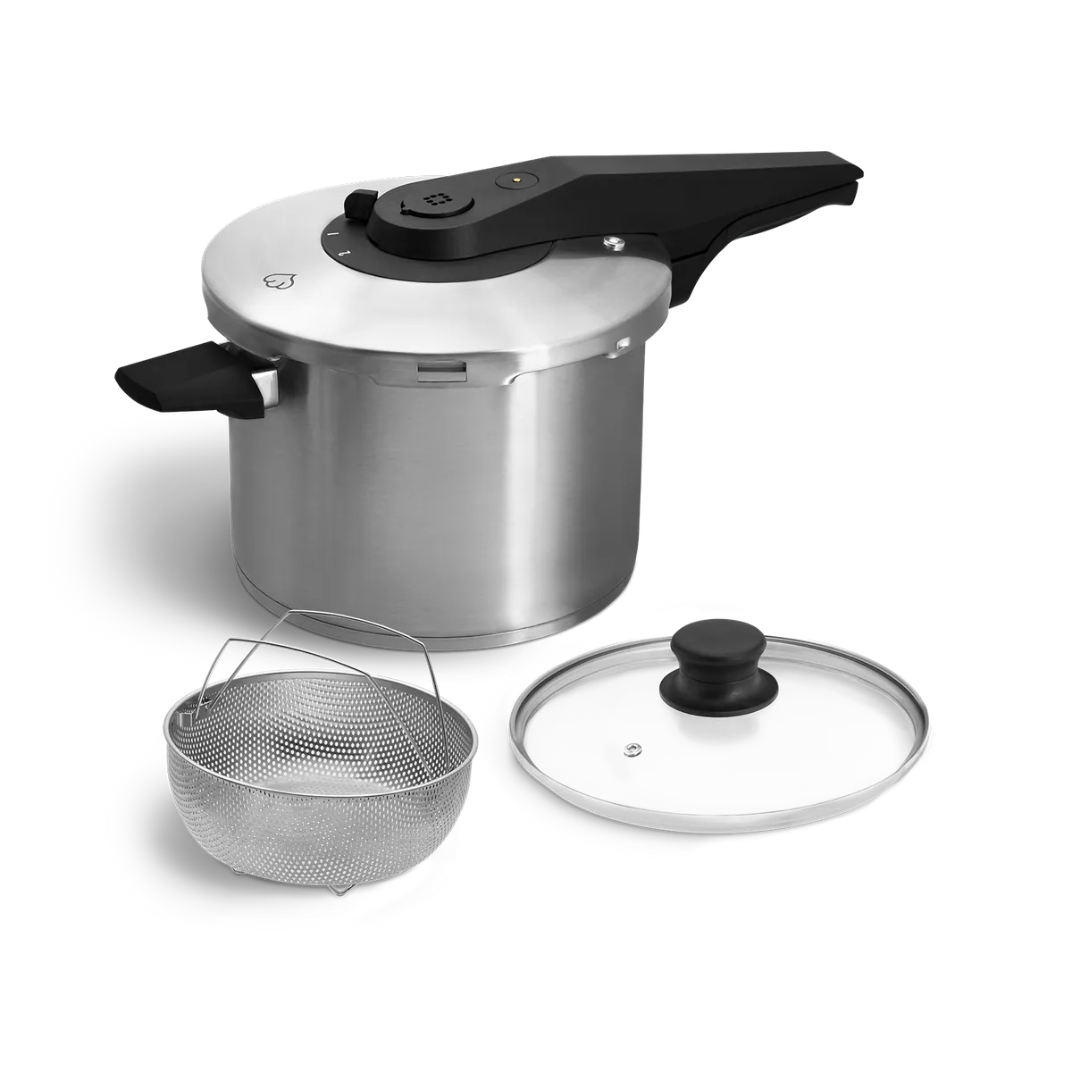 Edelstahl Schnellkochtopf 4,0 l oder 6,0 l inkl. Dampfgarer und Glasdeckel