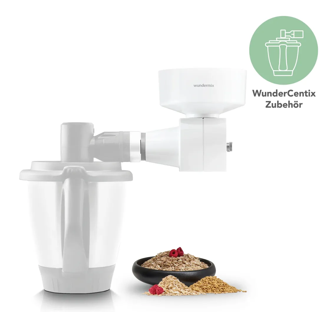 Flockenquetsche für WunderCentix® & Kitchenaid. 500g Hafer-Körner von unserer Mühle Gratis!