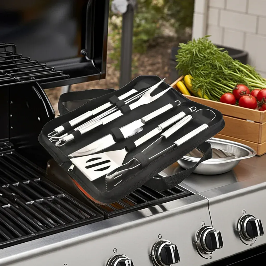 BBQ Grillbesteck mit Tragetasche (verschiedene Sets)